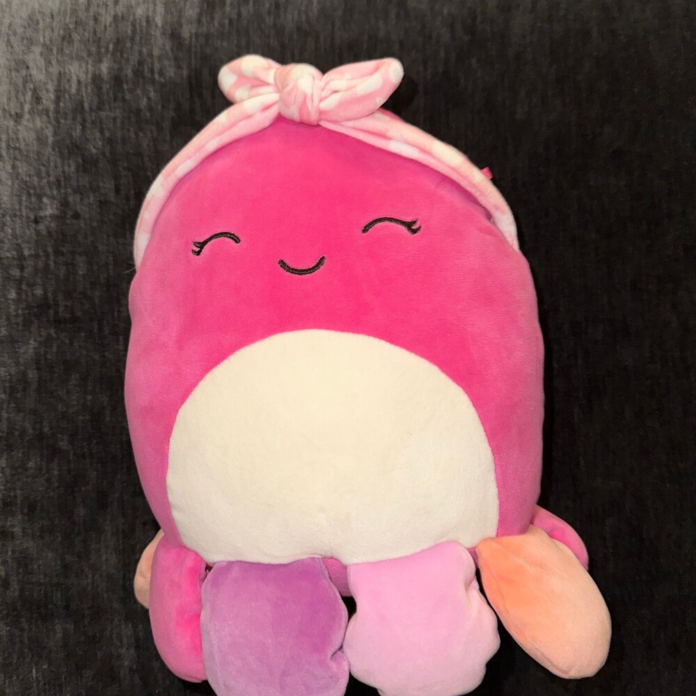 Squishmallow Pink Octopus Plush Stuffed Animal Soft Toy with Bow